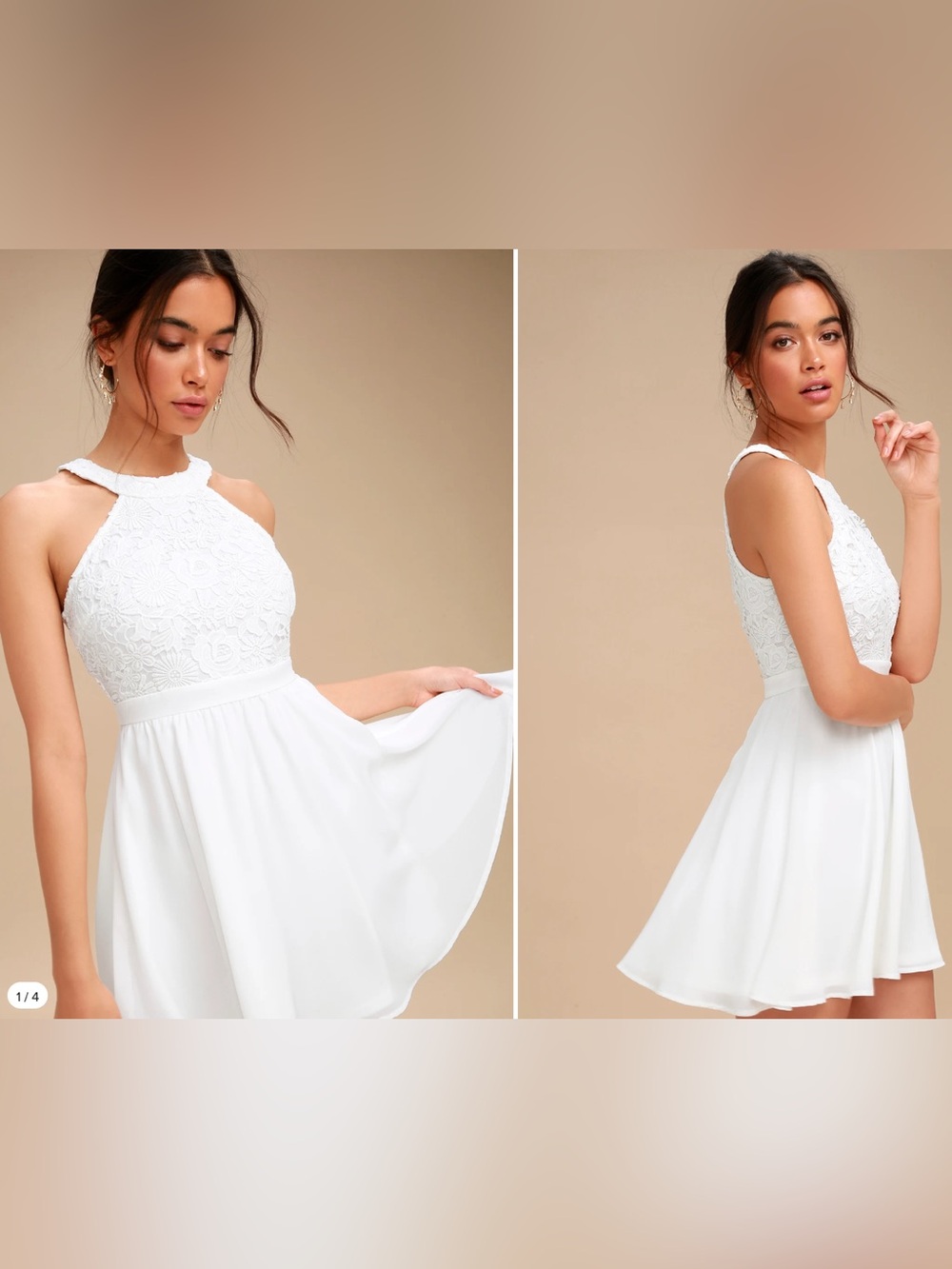 *NWT* Lulus Lover’s Game White Lace Skater Dress • Size: M
